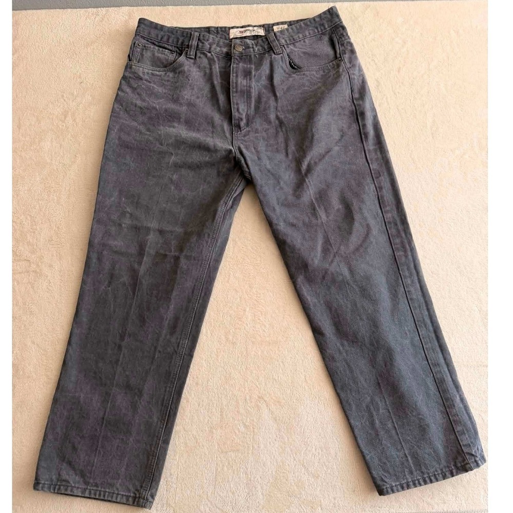 PJ Mark Mens Straight Leg Jeans Faded Black Denim 42x32 (Actual 38x27)